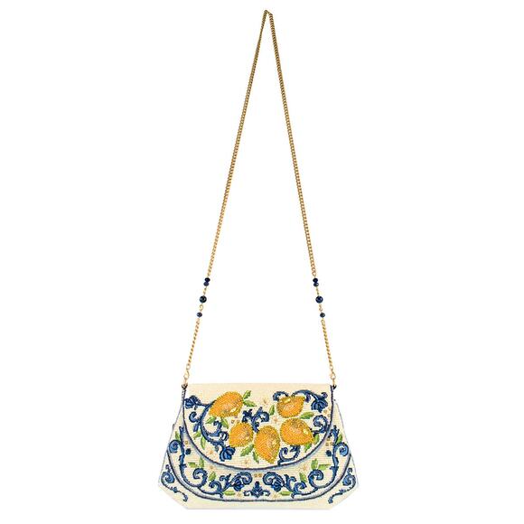 Mary Frances Capri Lemons Yellow and Blue Beaded Crossbody Handbag - Picture 6 of 6